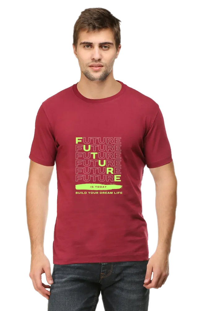A Male Round Neck Half Sleeve Classic T-Shirt Future