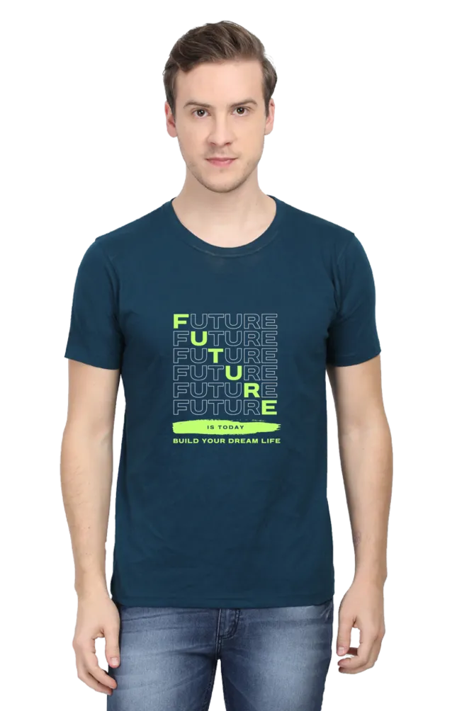 A Male Round Neck Half Sleeve Classic T-Shirt Future
