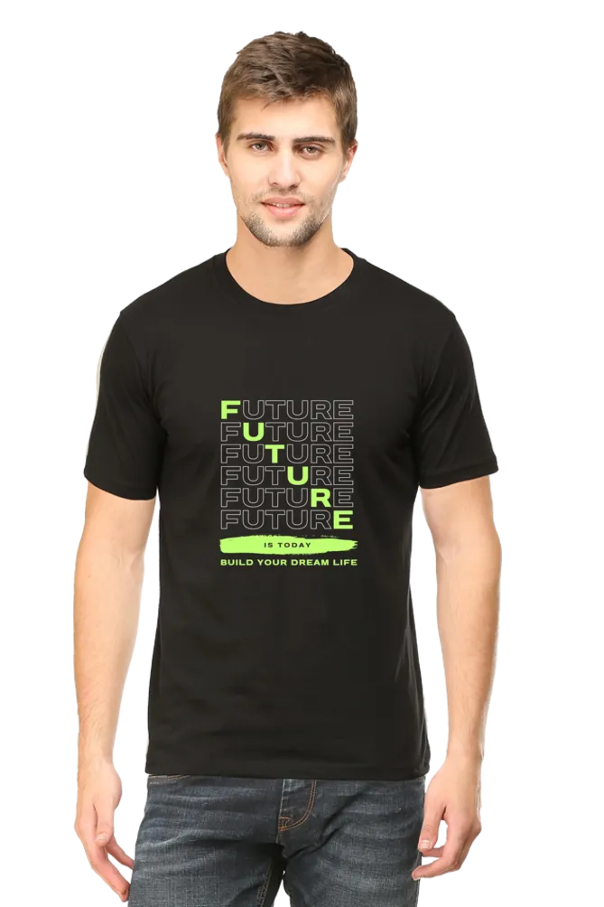 A Male Round Neck Half Sleeve Classic T-Shirt Future