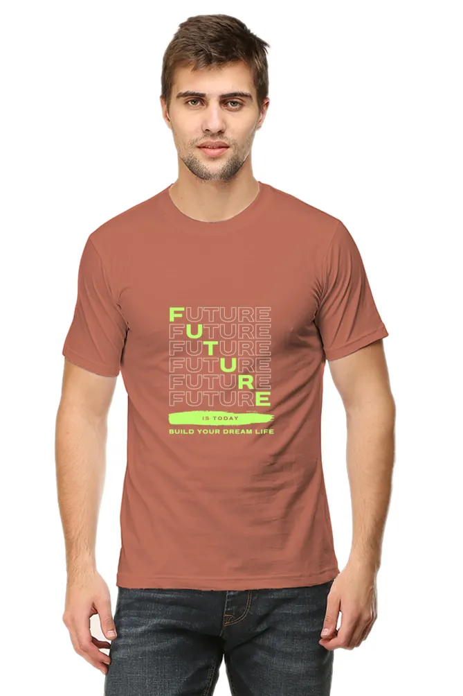 A Male Round Neck Half Sleeve Classic T-Shirt Future