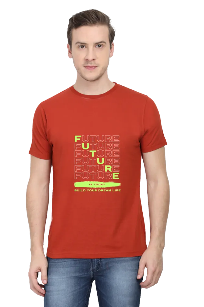 A Male Round Neck Half Sleeve Classic T-Shirt Future