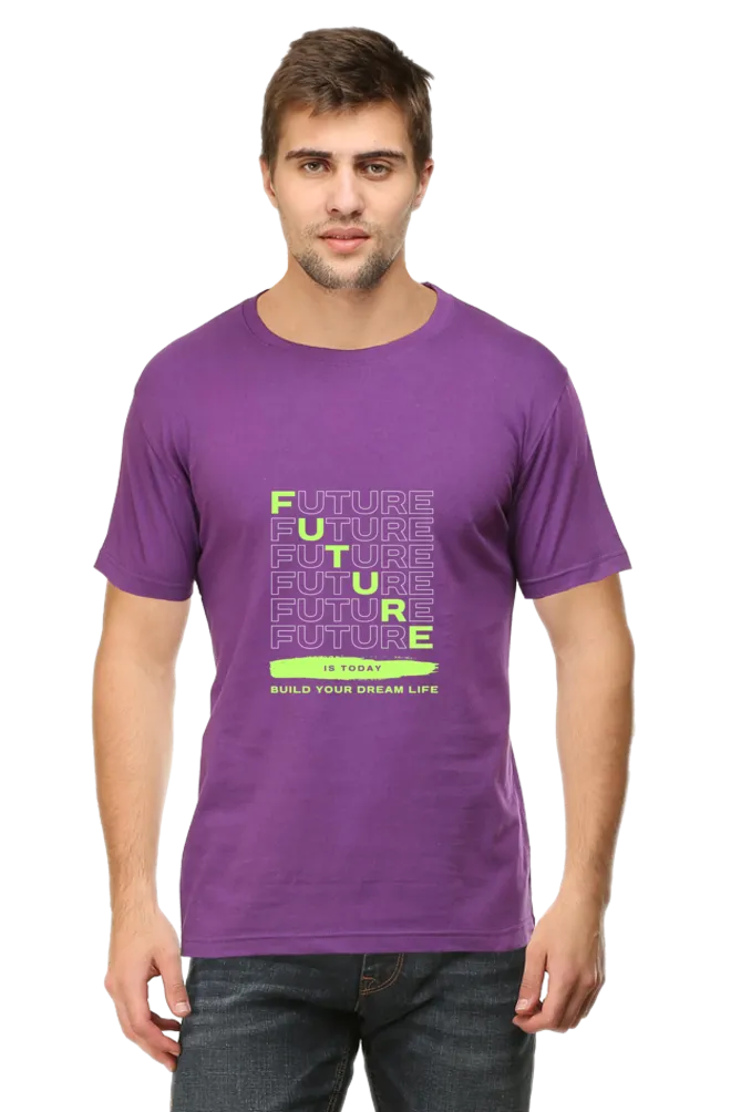 A Male Round Neck Half Sleeve Classic T-Shirt Future