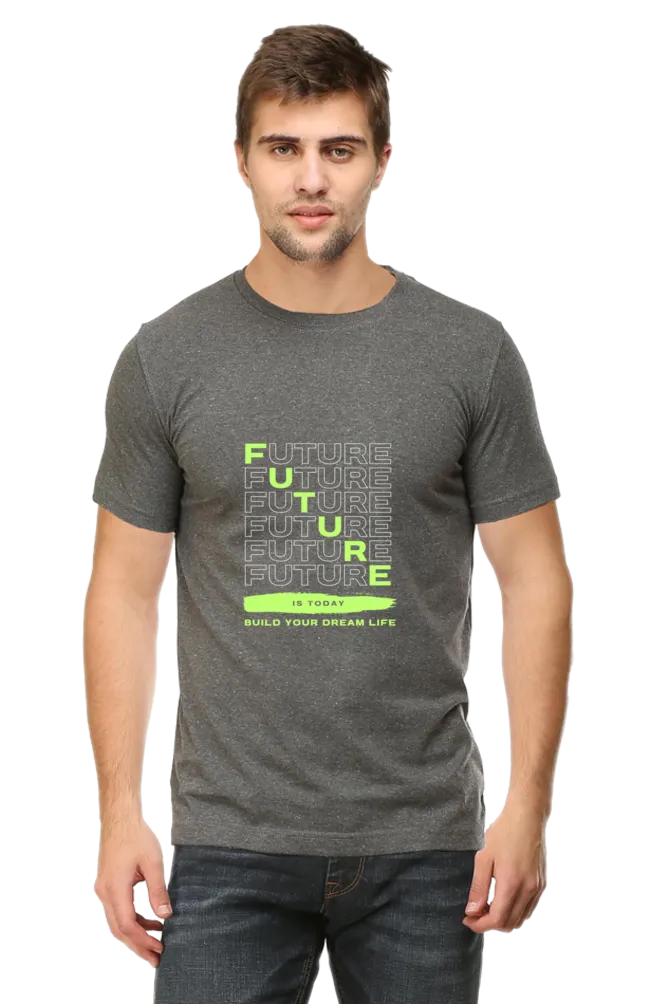 A Male Round Neck Half Sleeve Classic T-Shirt Future