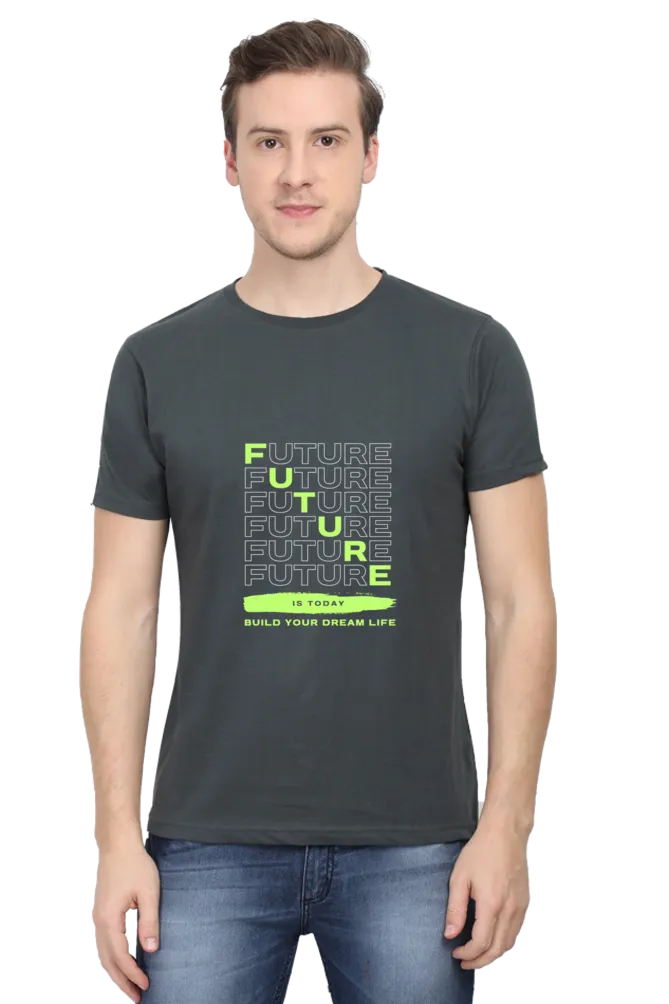 A Male Round Neck Half Sleeve Classic T-Shirt Future