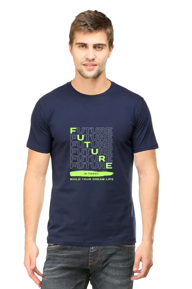 A Male Round Neck Half Sleeve Classic T-Shirt Future