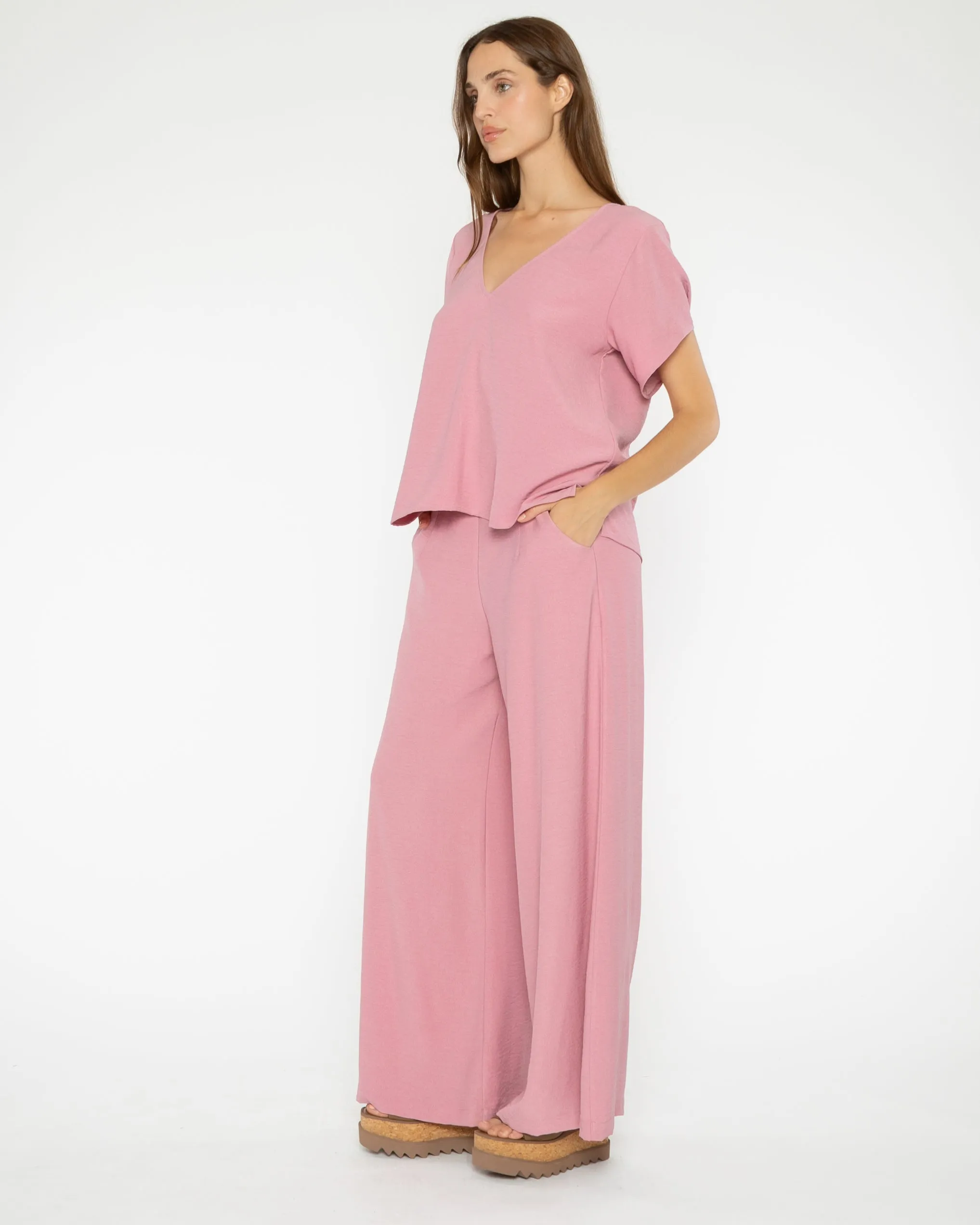 Amaranth Crepe Everyday V Neck