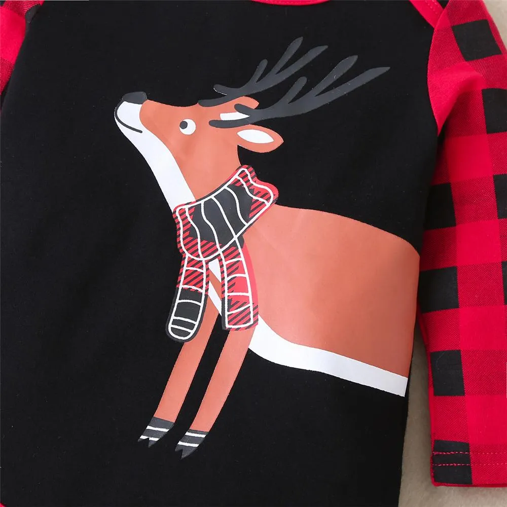 Baby Unisex Plaid Pattern Elk Romper & Pants & Hat Buy Baby Clothes Wholesale