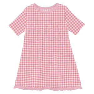 Bamboo Classic Short Sleeve Swing Dress - Cake Pop Gingham