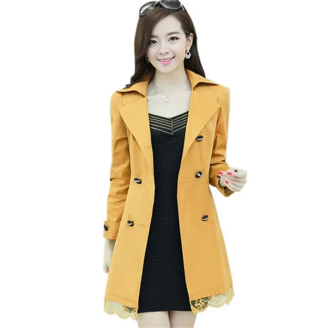 Basic Jacket Women Fashion Loose Winter Warm Long Sleeve Button Lace Jacket Coat With Belt Lady Elegant Windbreaker