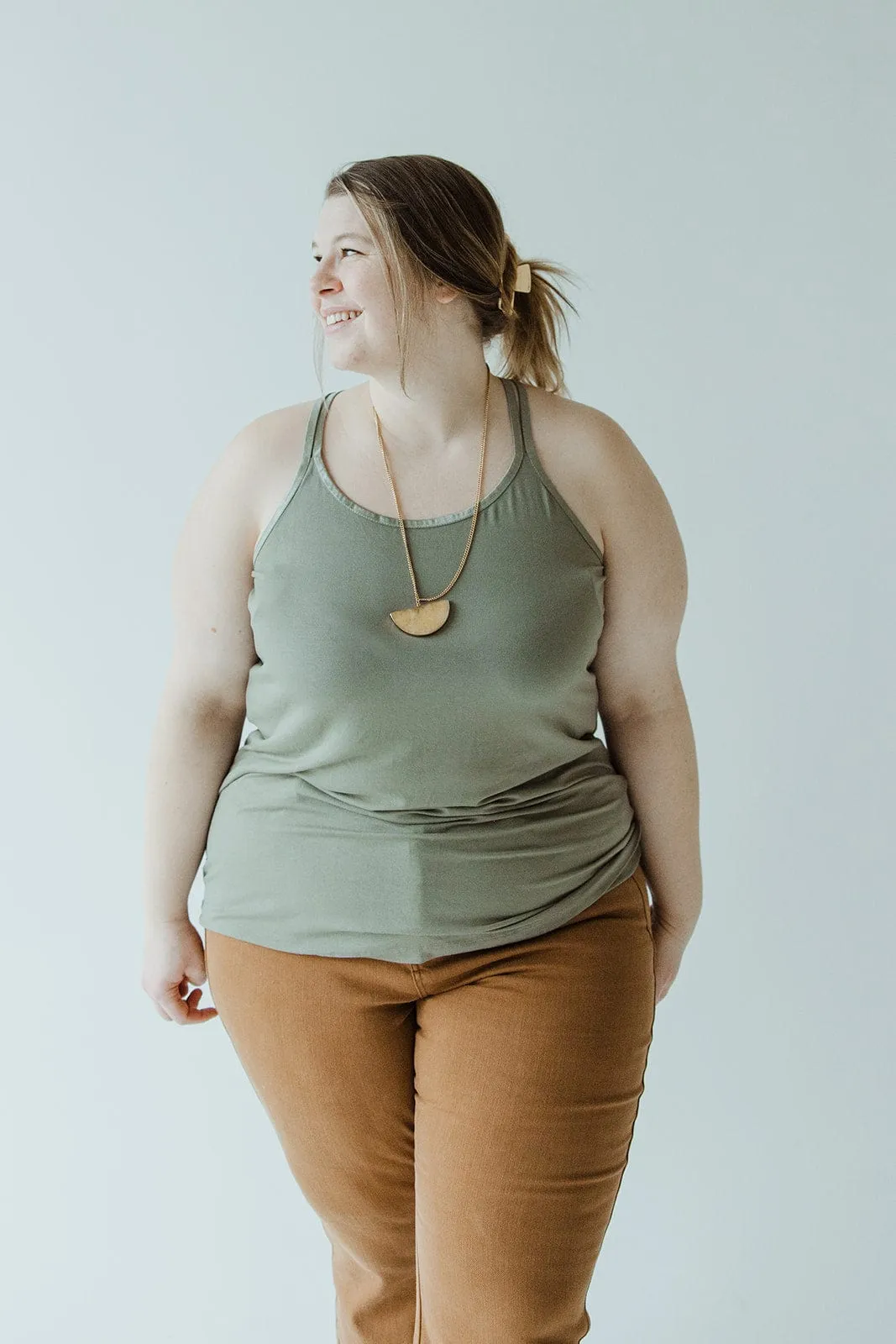 BASIC RACERBACK CAMI IN BITTER SAGE