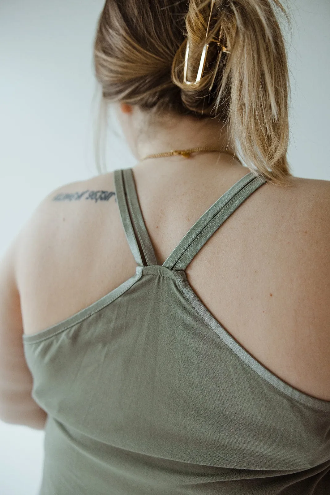 BASIC RACERBACK CAMI IN BITTER SAGE