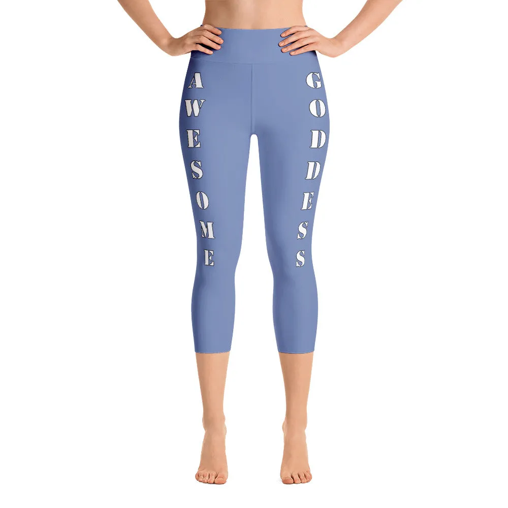 Blue Gray Viral Awesome Goddess Leggings: Effortless Cool