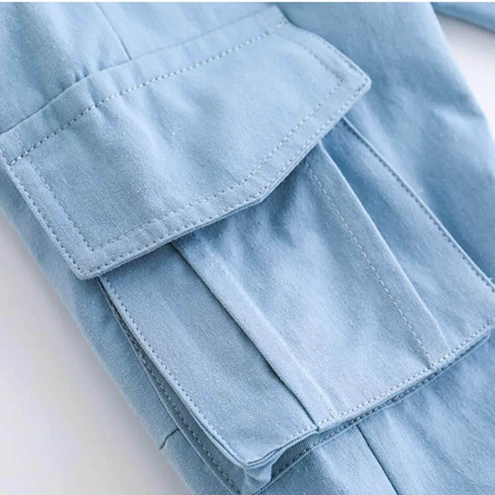 Boys Solid Pocket Casual Pants