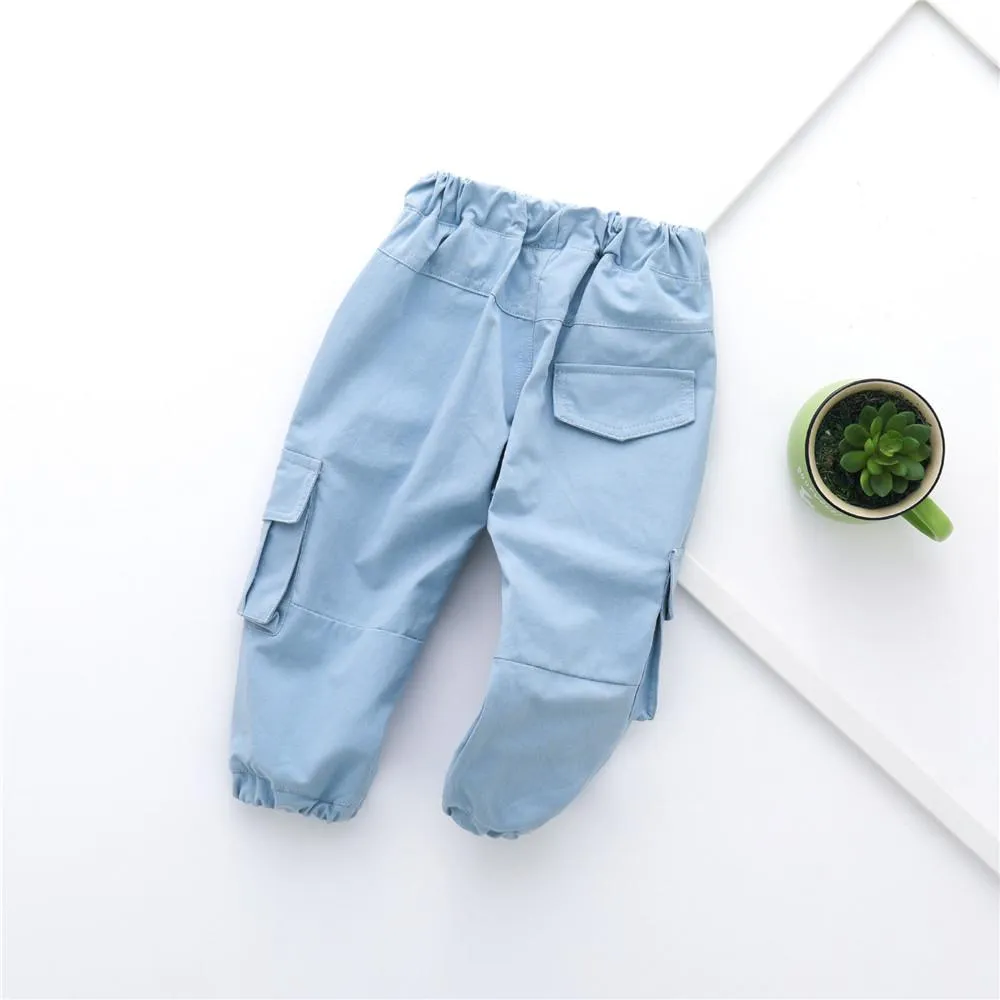 Boys Solid Pocket Casual Pants