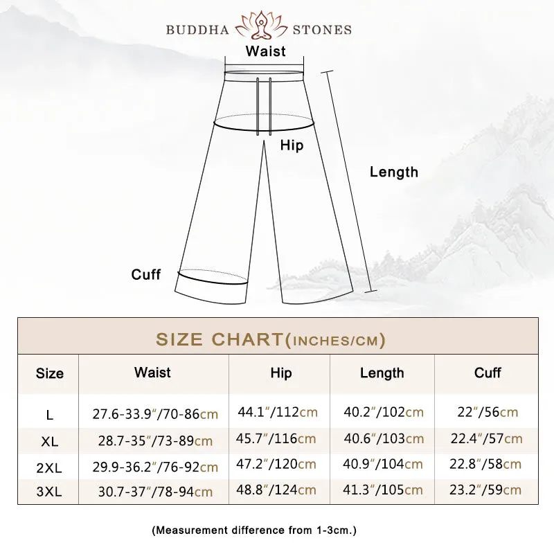 Buddha Stones Casual Cotton High Waist Lace-up Slit Wide Leg Pants With Pockets