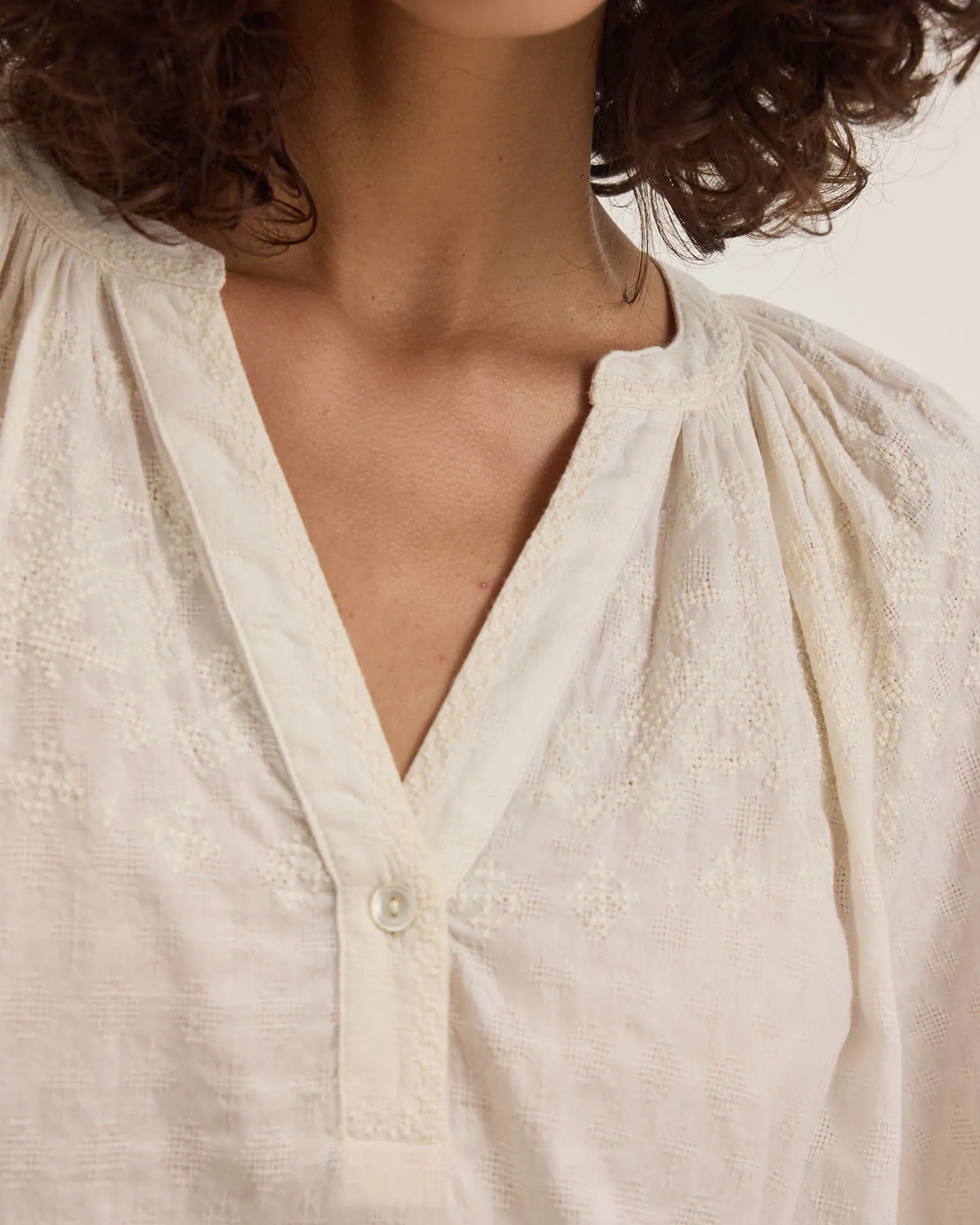 Carina L/S Poet Top in Cream