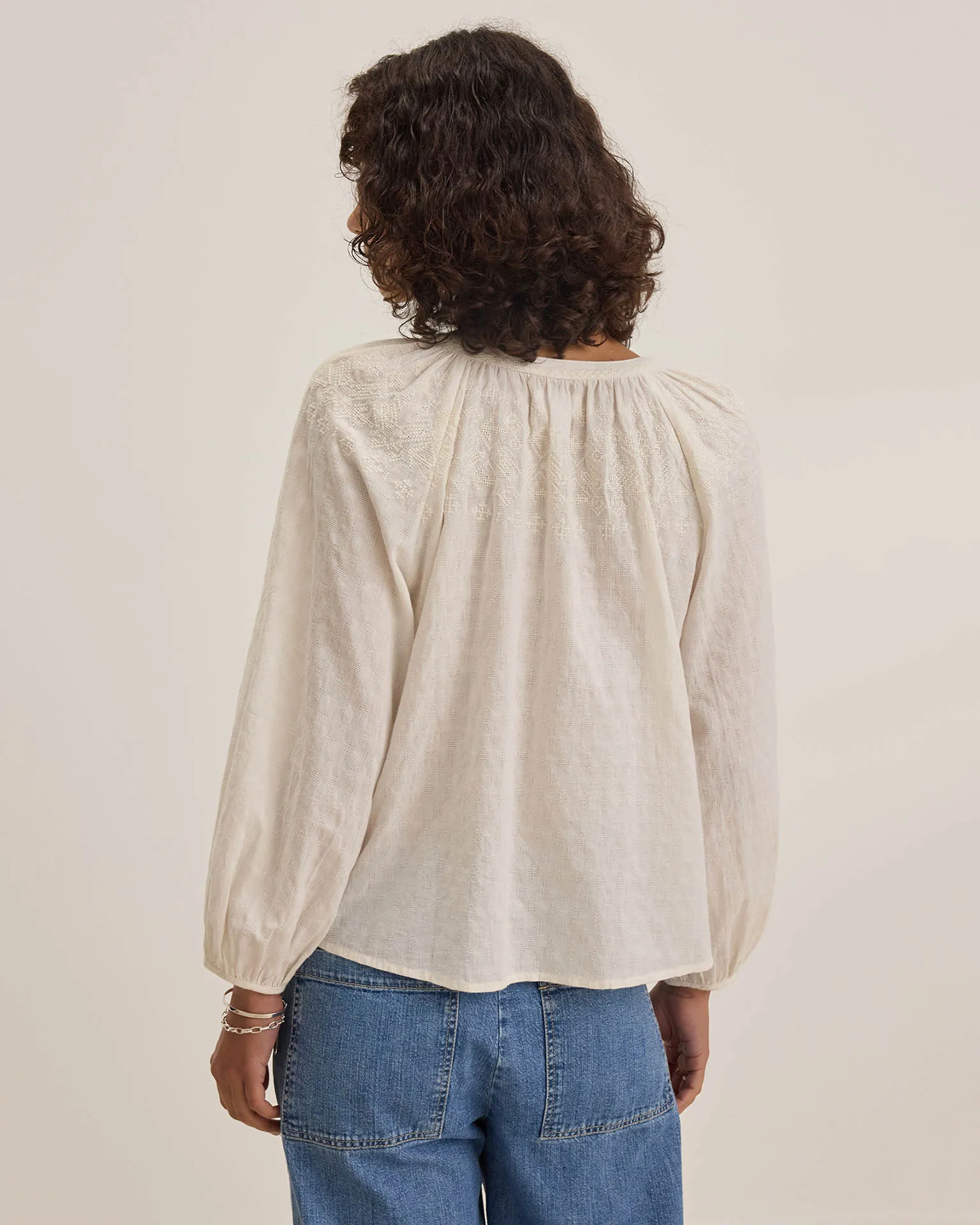 Carina L/S Poet Top in Cream