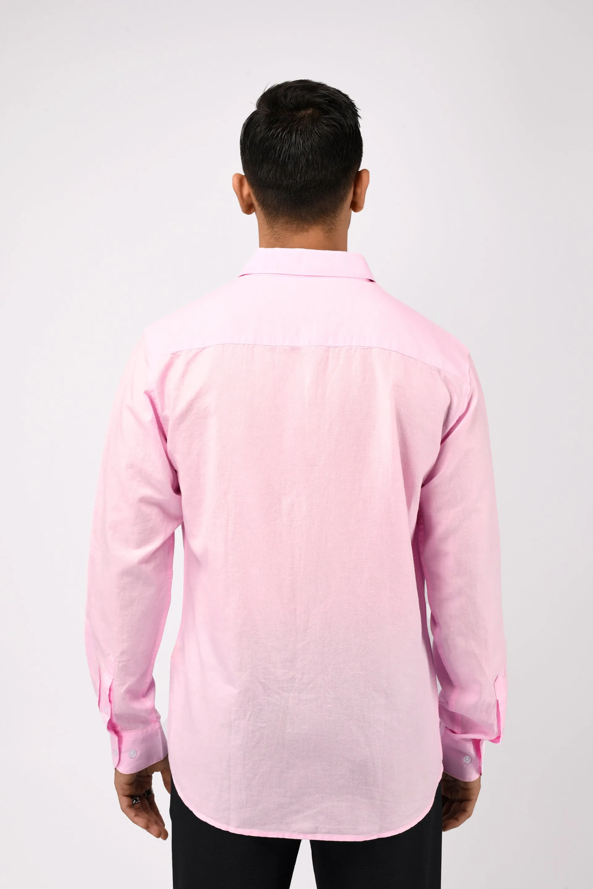 CLASSIC FUSED LINEN SHIRT IN LIGHT PINK