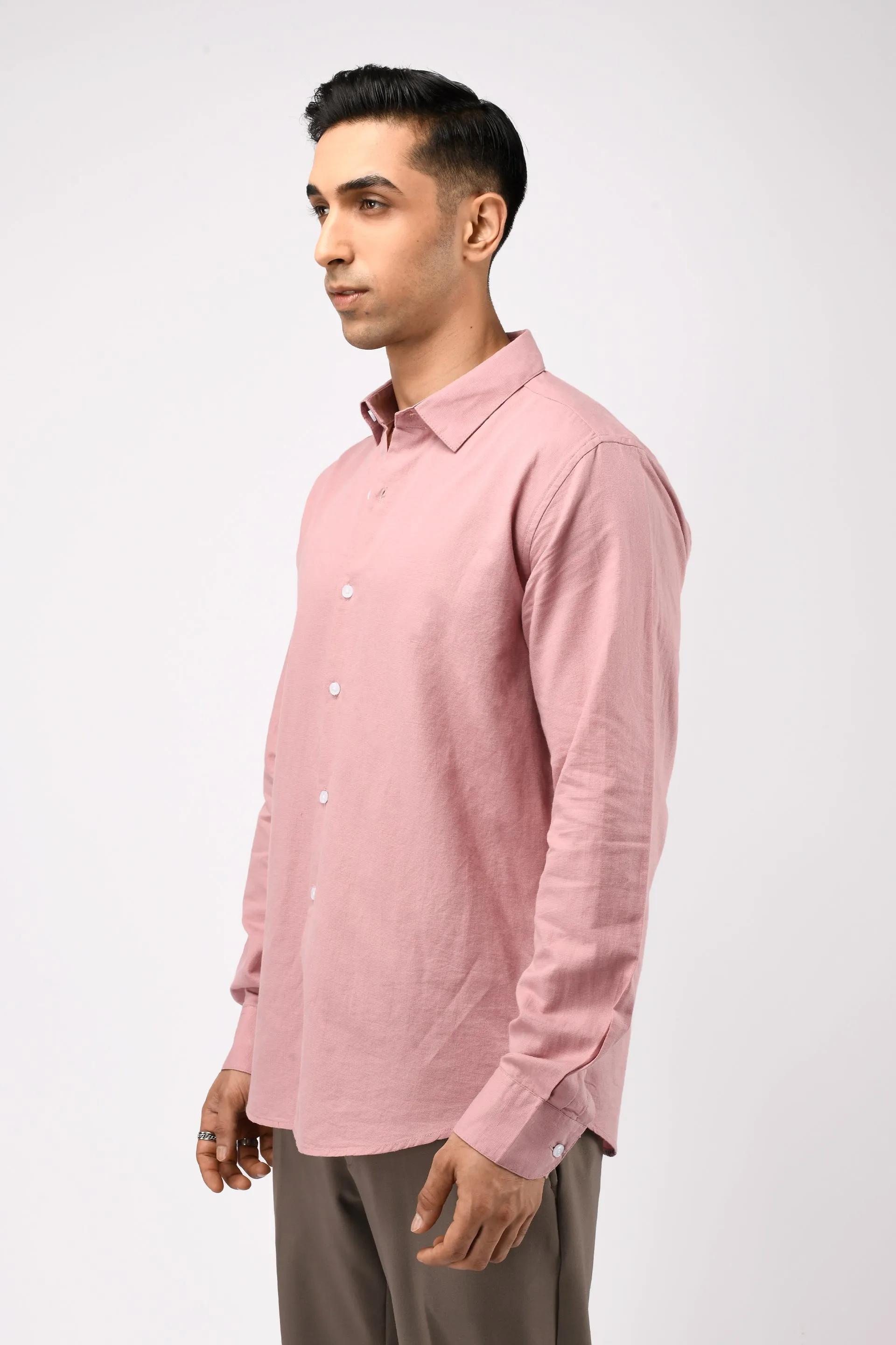 CLASSIC FUSED LINEN SHIRT IN PINK