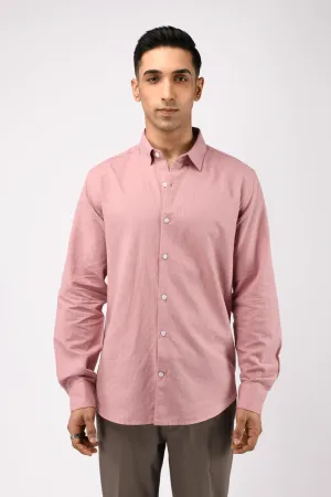 CLASSIC FUSED LINEN SHIRT IN PINK