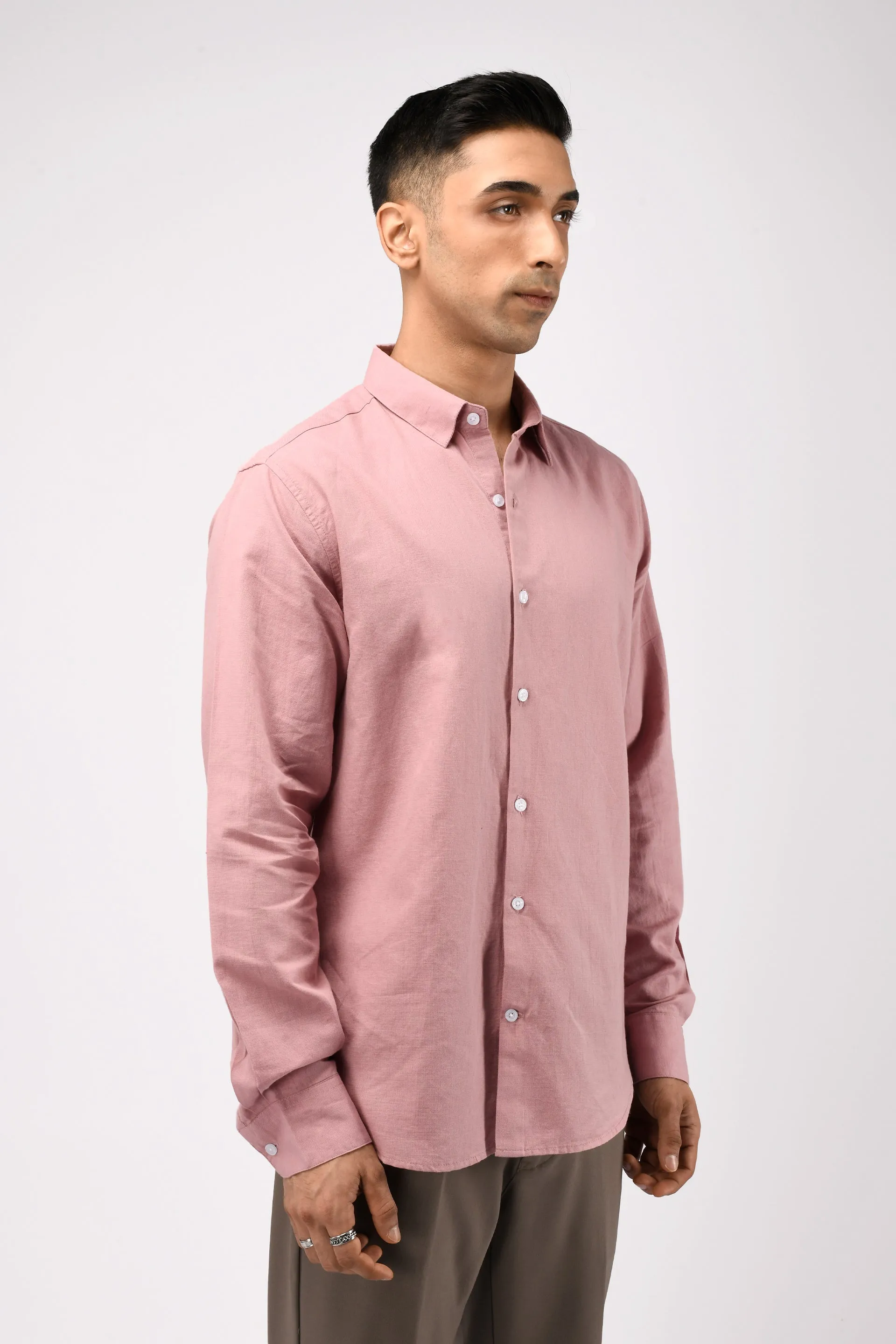 CLASSIC FUSED LINEN SHIRT IN PINK
