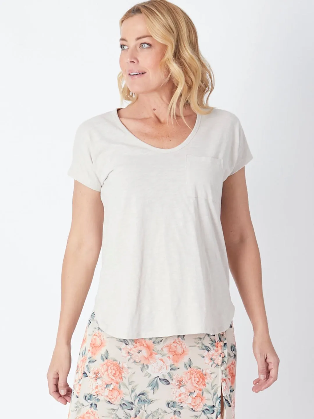 Cotton Blend Pocket Tee - Sand 22378-S