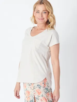 Cotton Blend Pocket Tee - Sand 22378-S