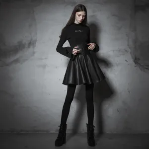 Dark High Collar Trumpet Sleeve Knitted Top sweater OPT-293TCF