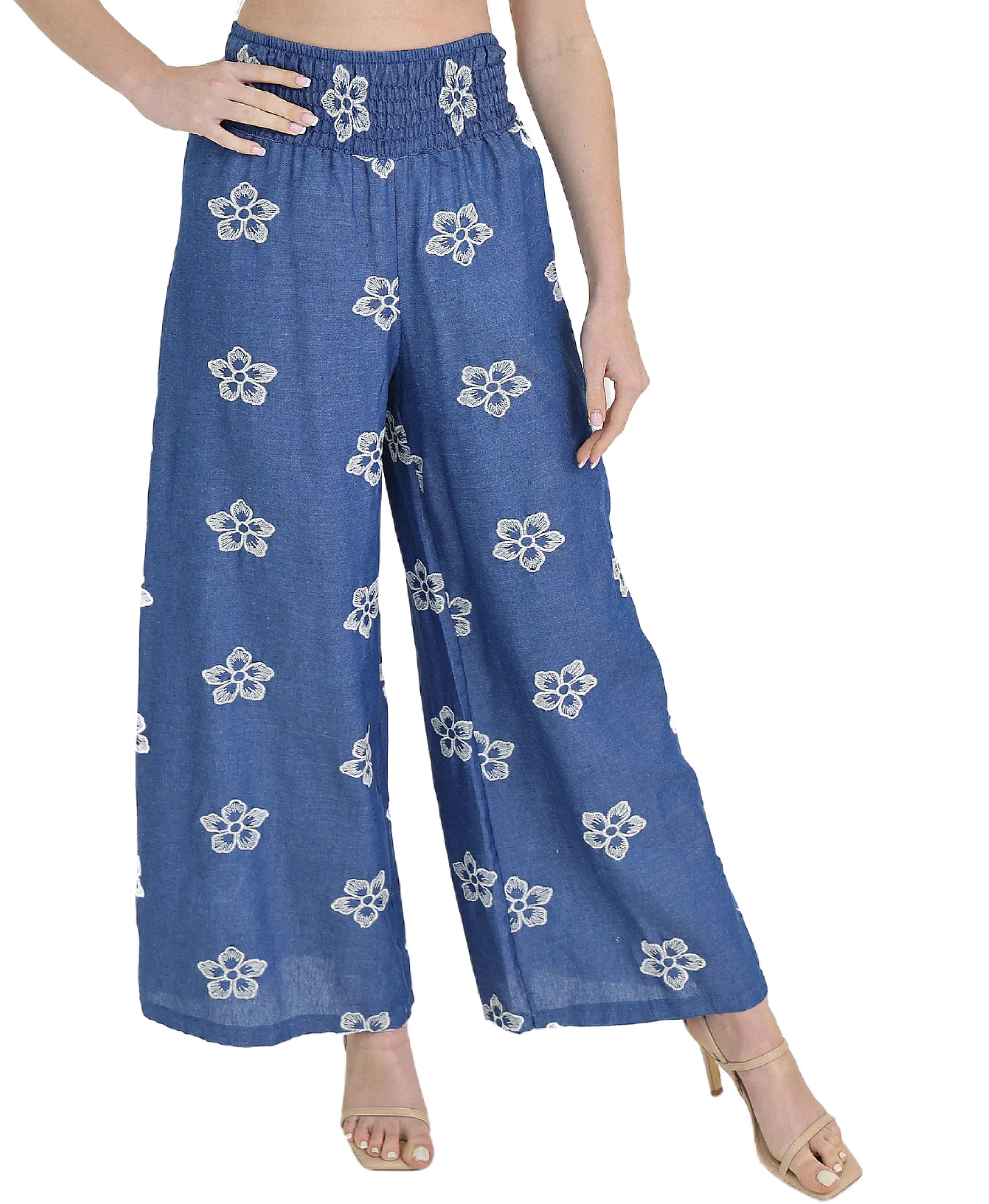 Embroidered Denim Pants