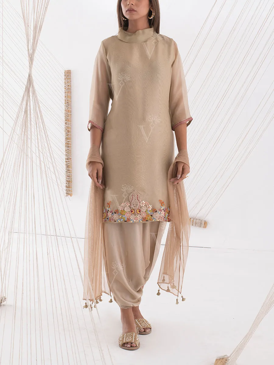 Flax Grey Organza Salwar Suit