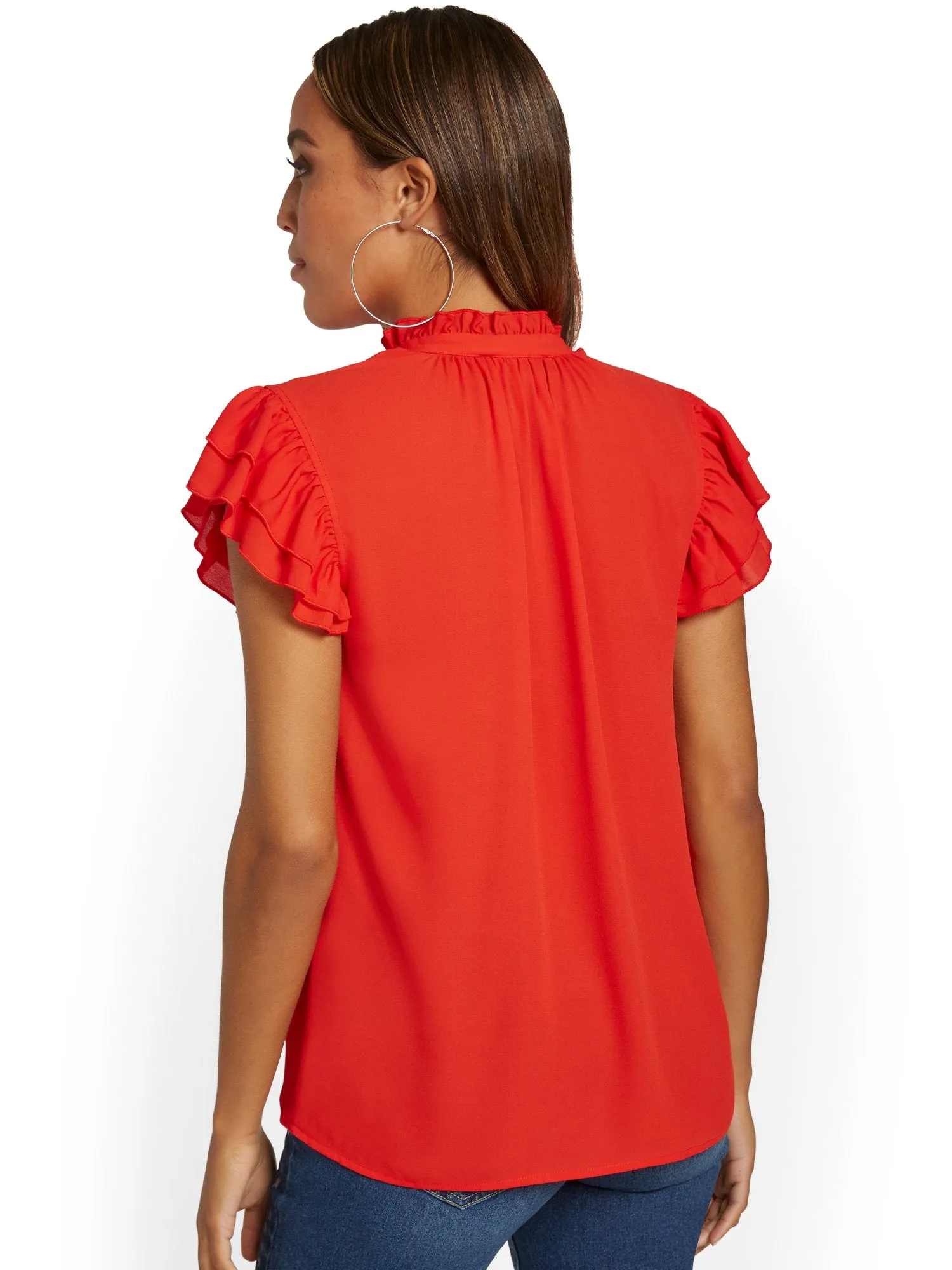 Flutter-Sleeve V-Neck Top