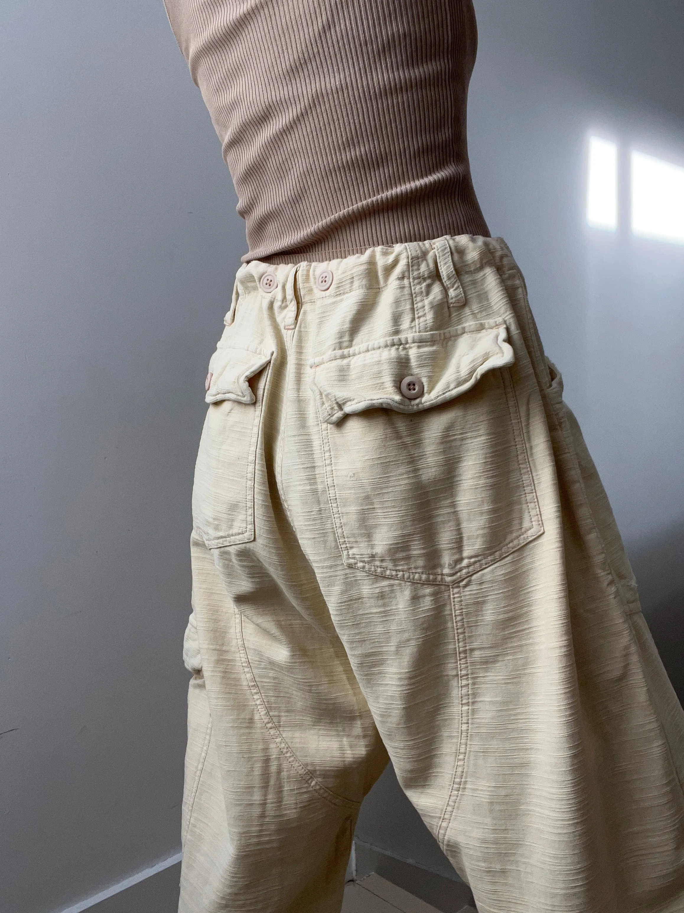 Free People Bay To Breakers Cargo Pants Cream