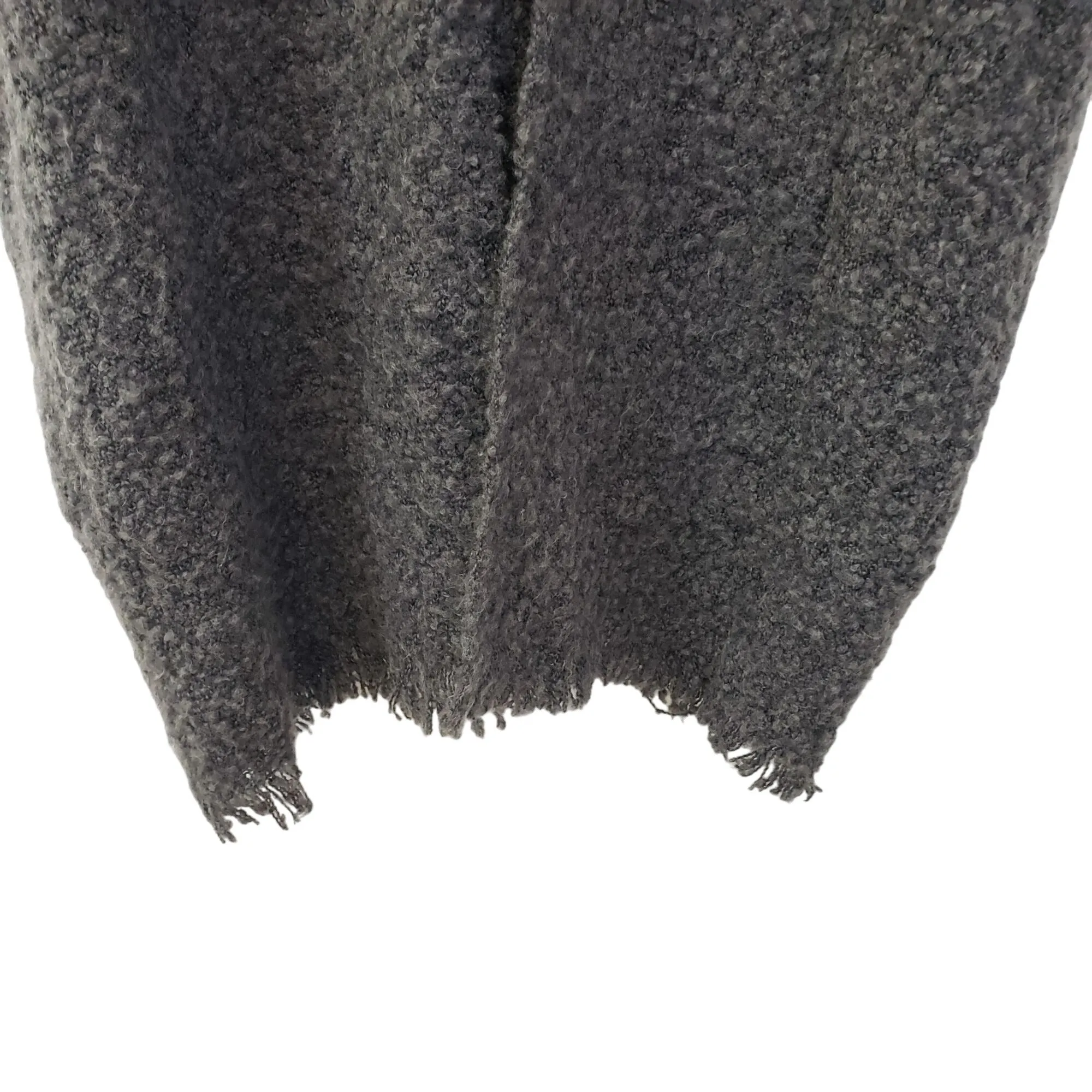 Free People Wool Blend Marled Textured Fringe Trim Poncho Sweater