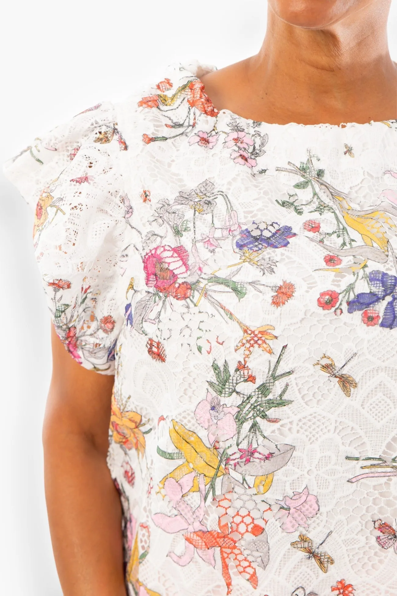 Garden Lace Floral Off White Top