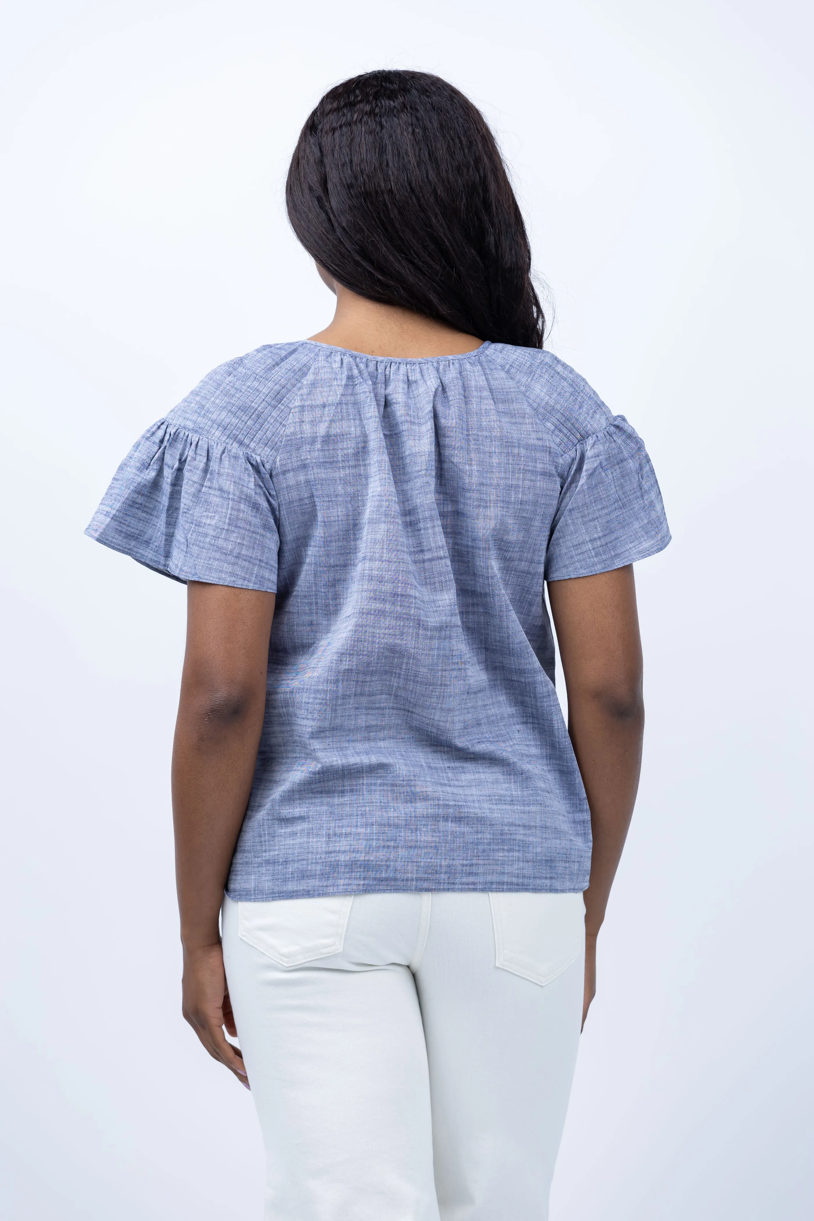 Gilner Farrar Aileen Blouse in Blue Chambray