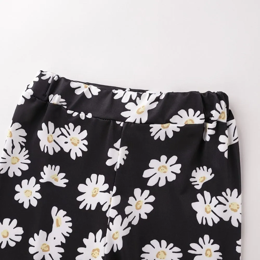 Girls Flowers Printed Top & Pants Girls Clothing Wholesale