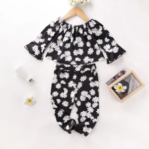 Girls Flowers Printed Top & Pants Girls Clothing Wholesale