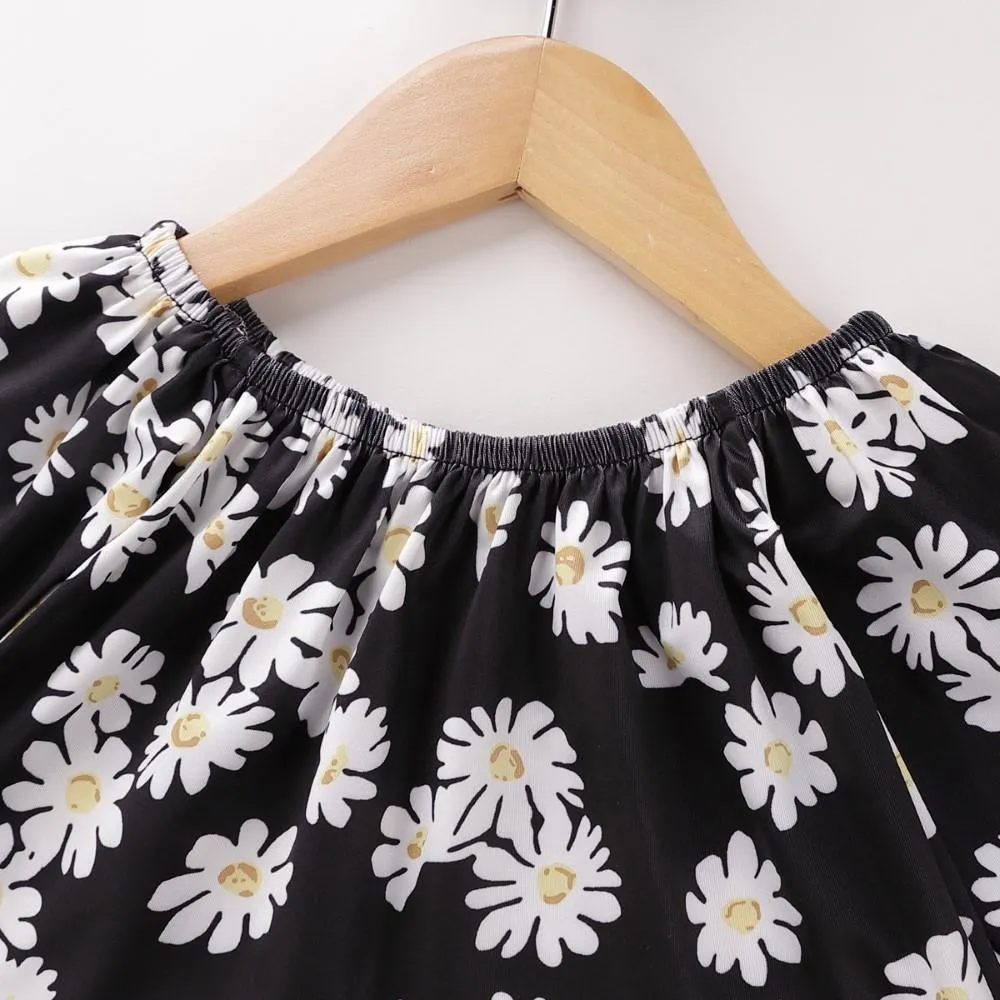 Girls Flowers Printed Top & Pants Girls Clothing Wholesale