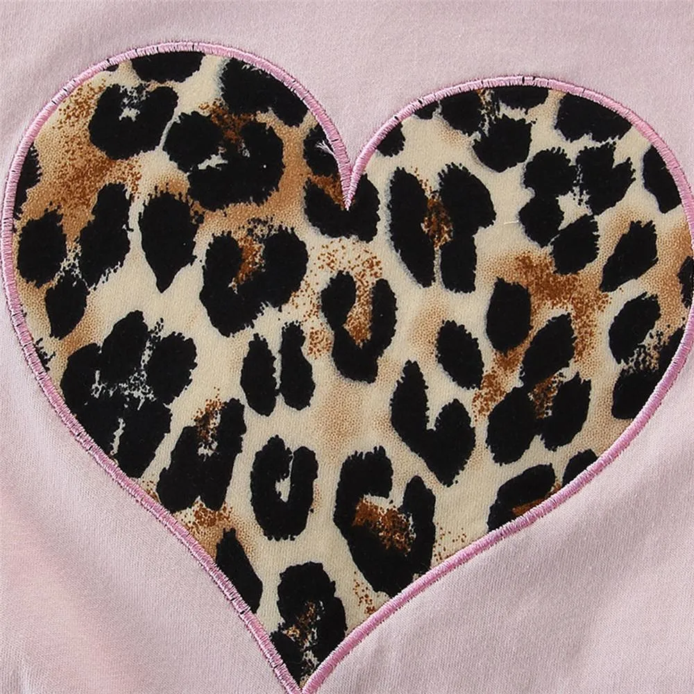 Girls Leopard Printed Long Sleeve T-shirt & Pants & Headband Wholesale