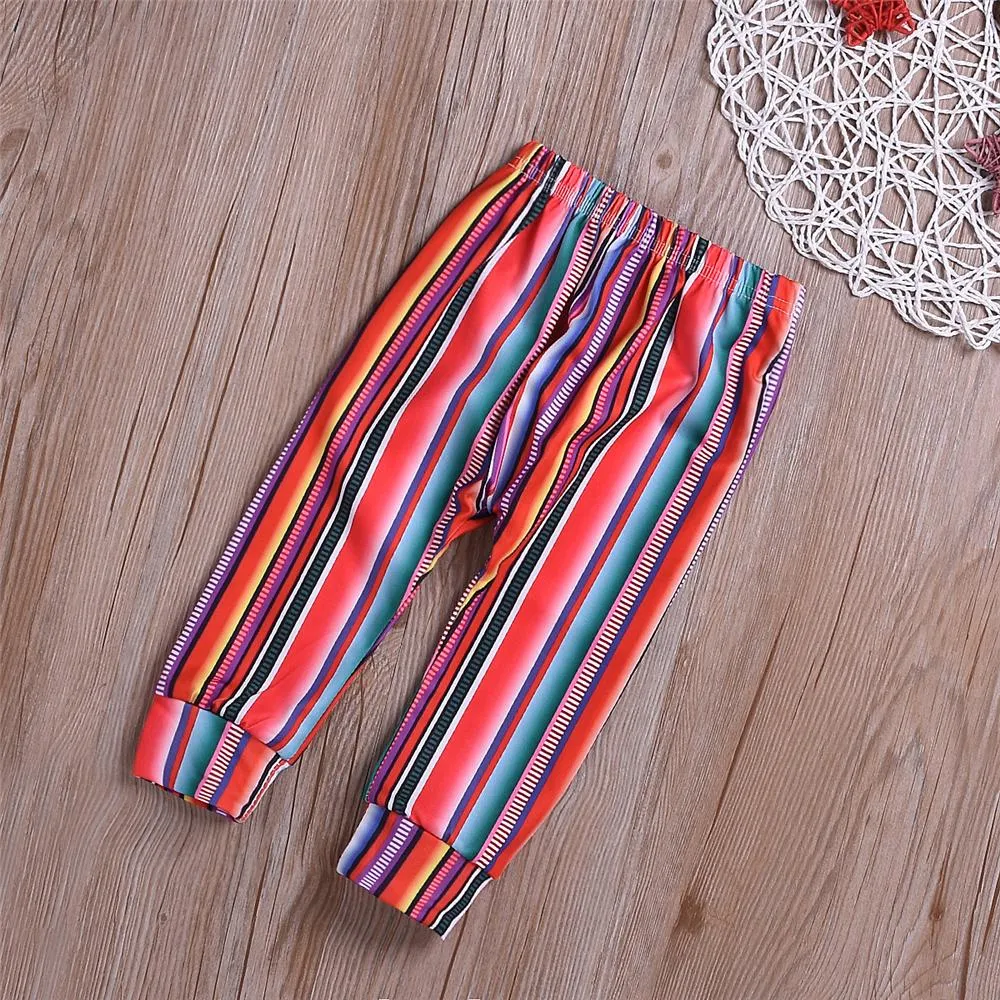 Girls Letter Printed Long Sleeve Romper & Striped Pants Baby Clothes Vendors