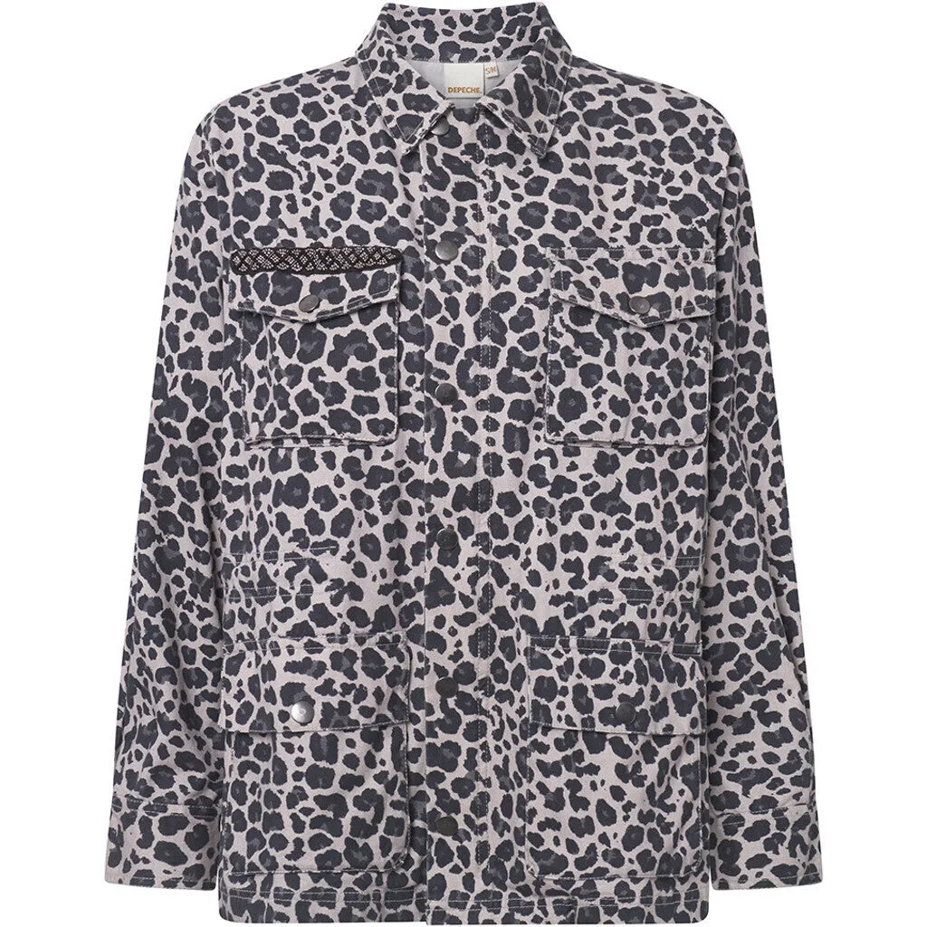 Jane jakke dekoreret med et smukt patch / 100162 - Grey leo print