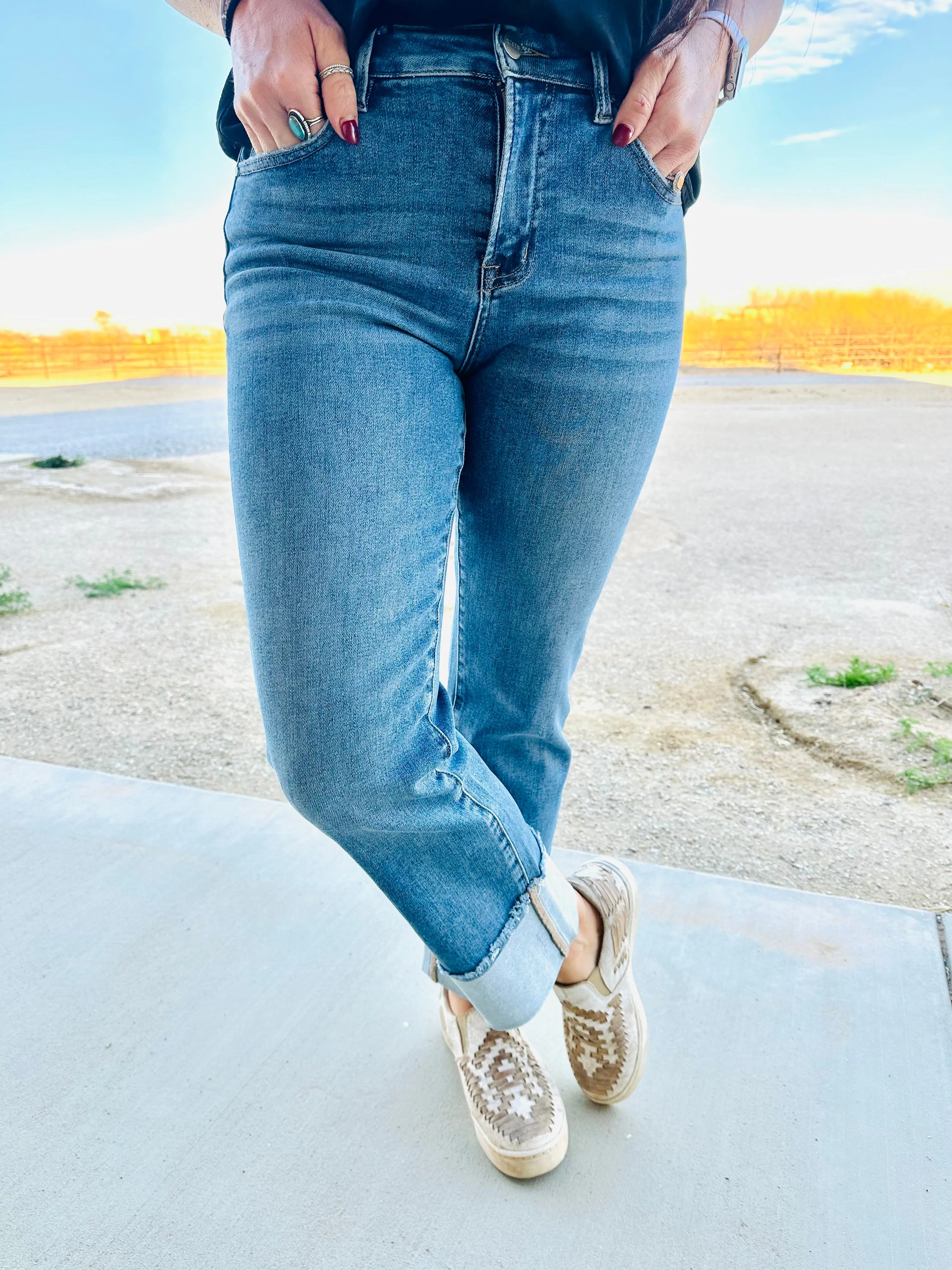 Jeb Cuffed Relaxed Straight Jeans
