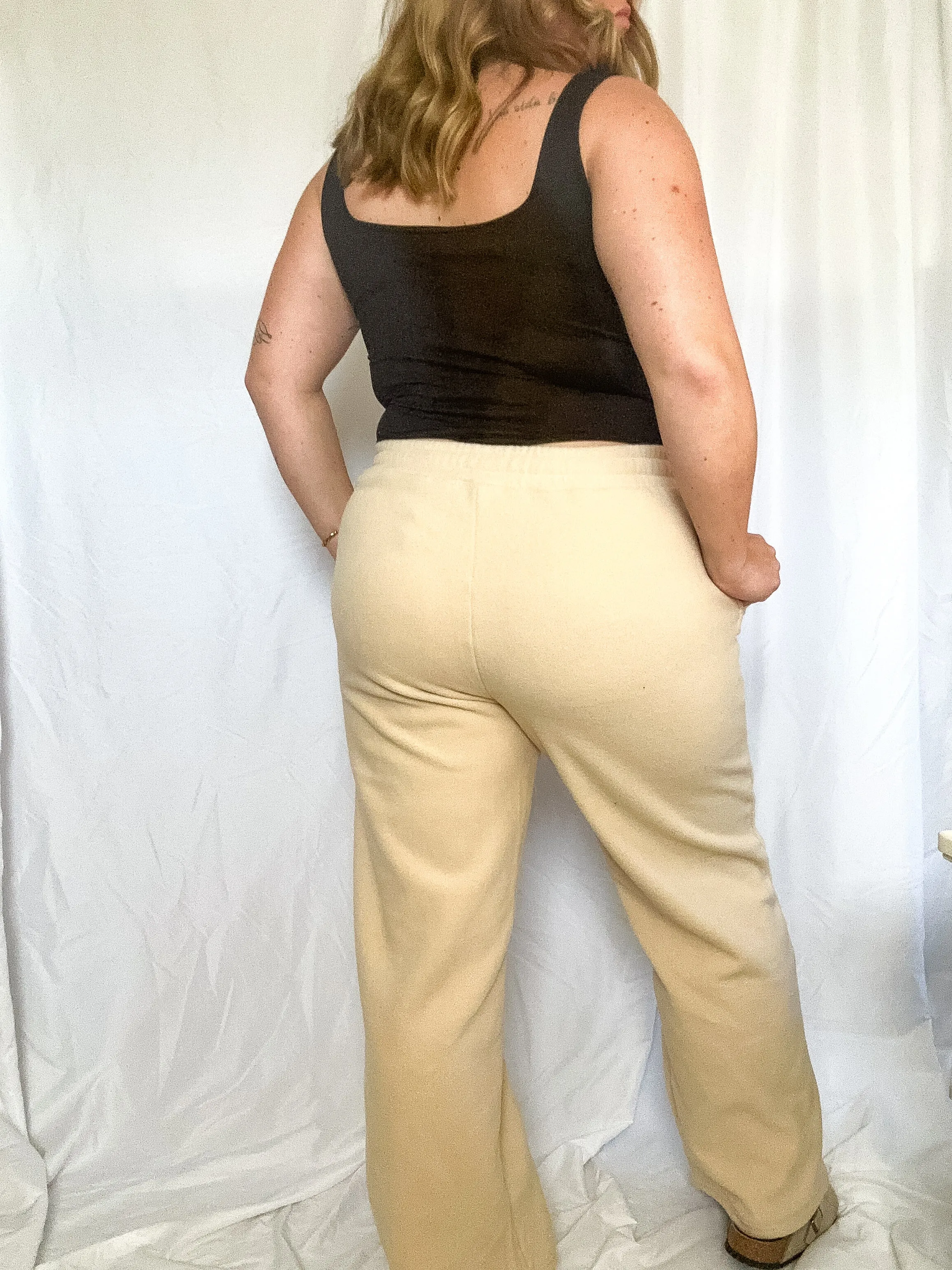 Katy fleece lounge pants, ivory