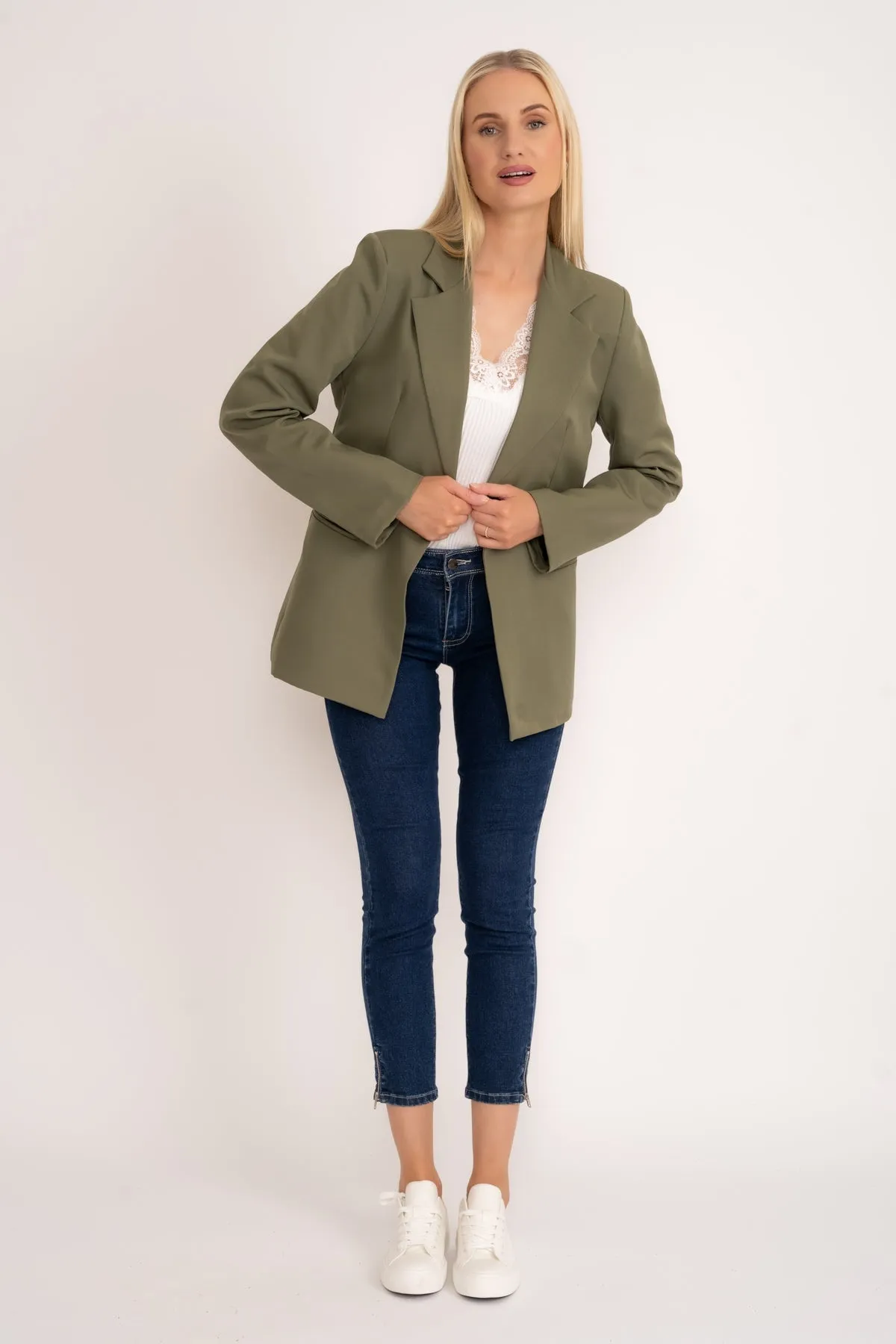 Khaki Fitted Blazer