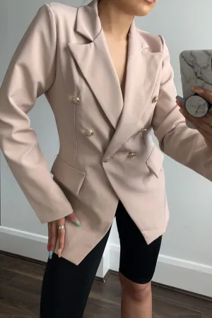 Kylie Blush Pink Tailored Button Detail Blazer