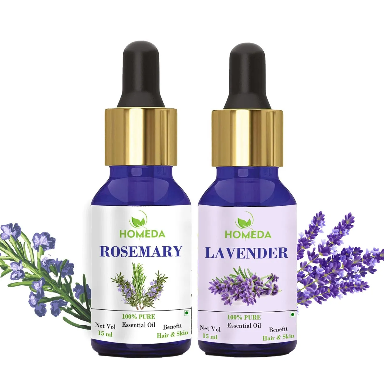 Lavender and Rosemary Essential Oil for Hair, Diffuser, Sleep, Skin Acne, Face, Body, Aromatheraphy