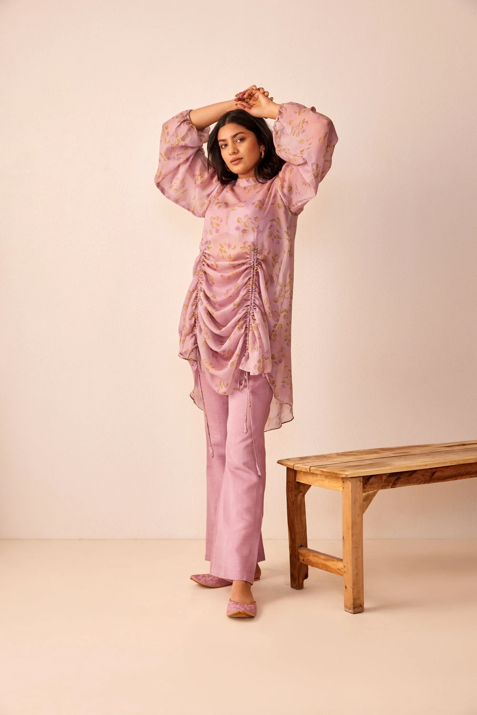 Lavender printed silk co-ord set