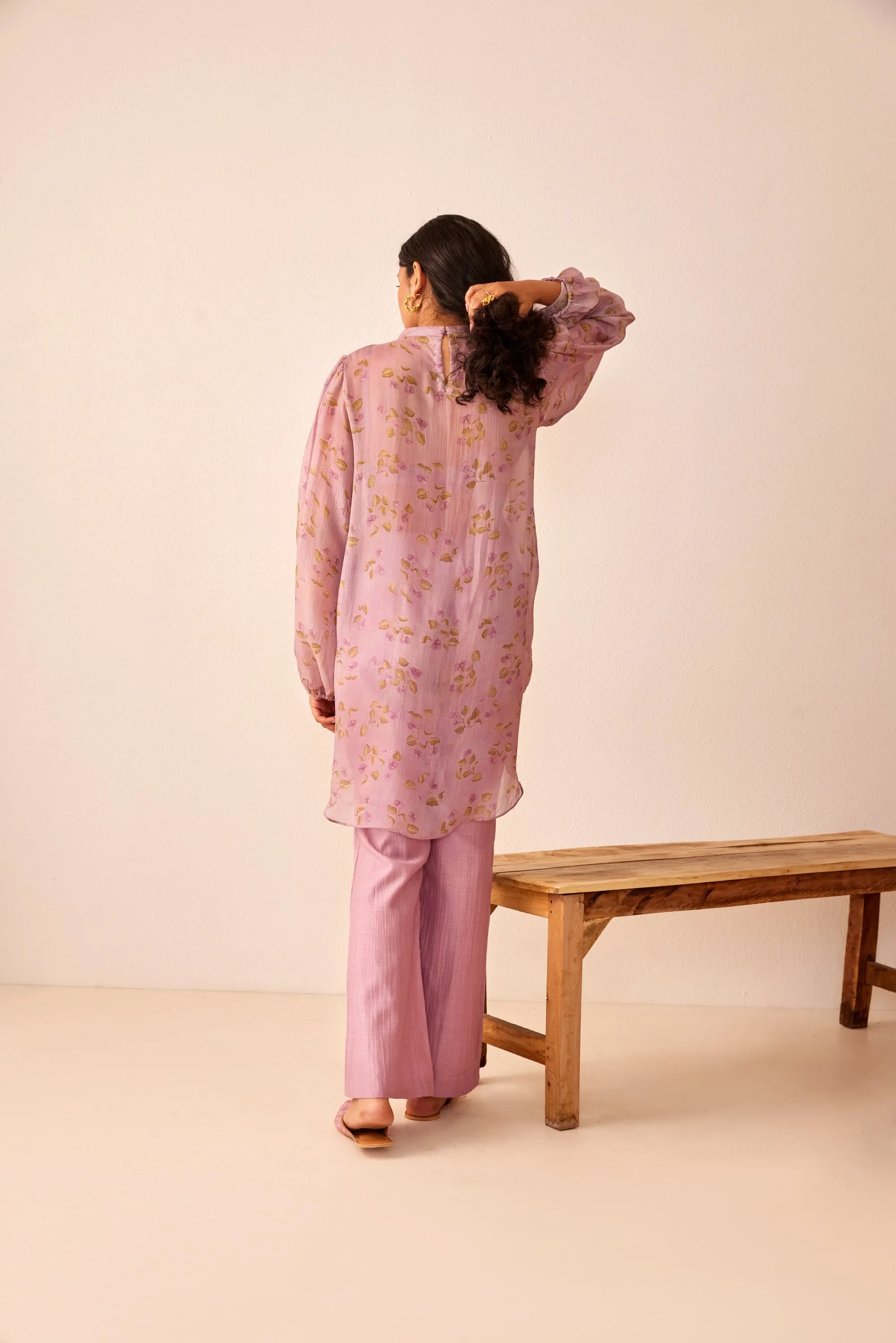 Lavender printed silk co-ord set