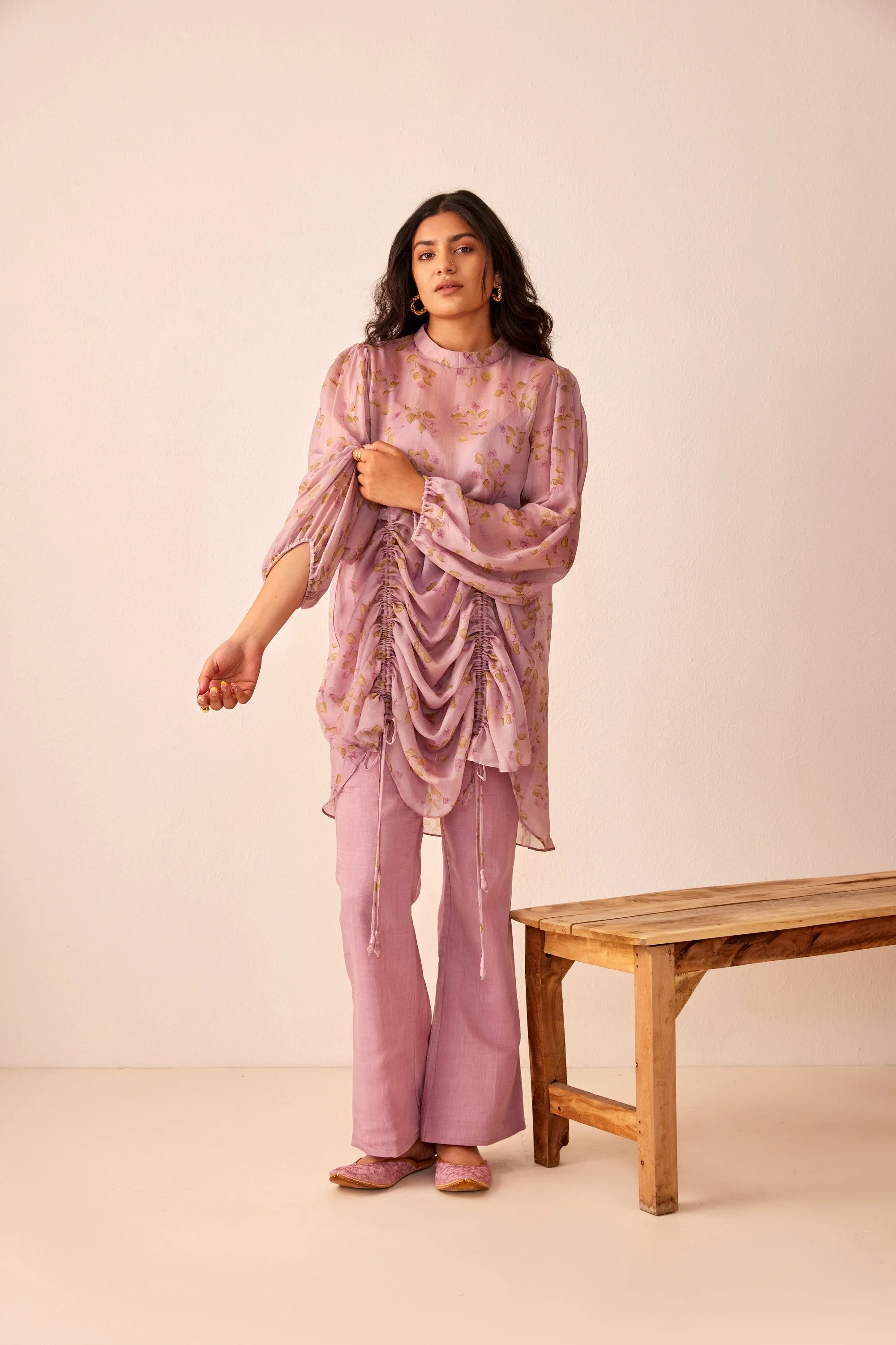 Lavender printed silk co-ord set