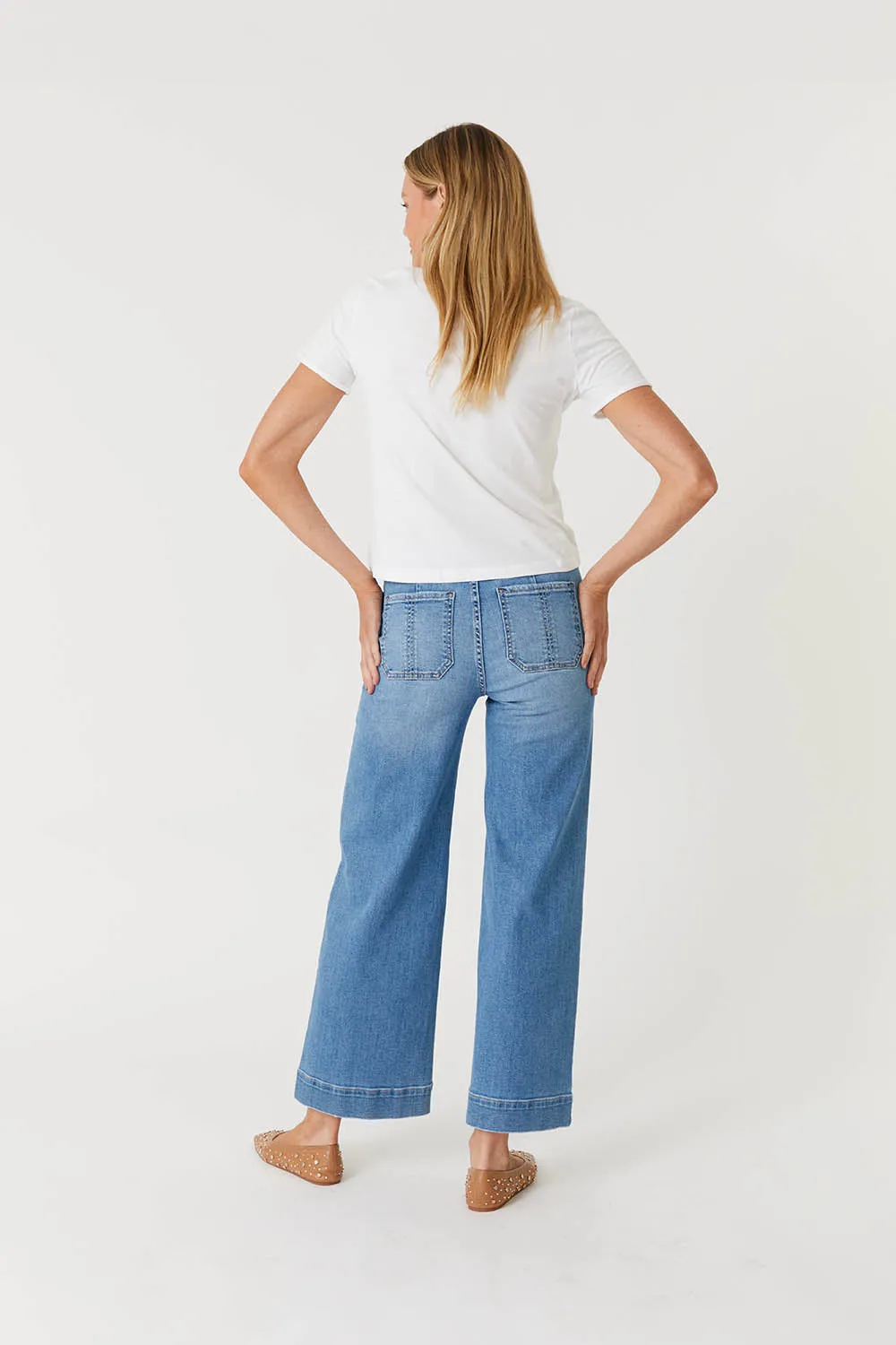 Level 99 Camille Exposed Button Wide Leg Pants